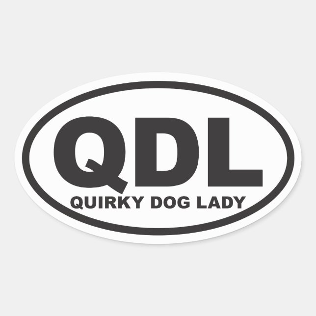 Quirky Dog Lady mit Beschreibung Ovaler Aufkleber (Vorderseite)