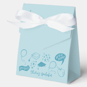 Quirky Doodle Graduation Party Blue Geschenkschachtel