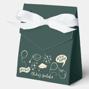 Quirky Doodle Graduation Party Green Geschenkschachtel