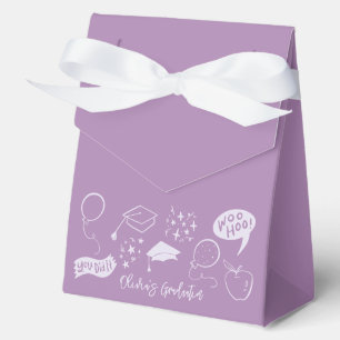 Quirky Doodle Graduation Party Lila Geschenkschachtel