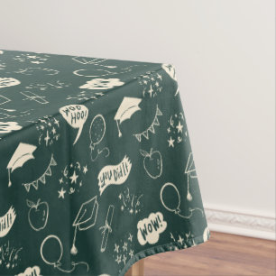 Quirky Doodle Green Graduation Party Tischdecke