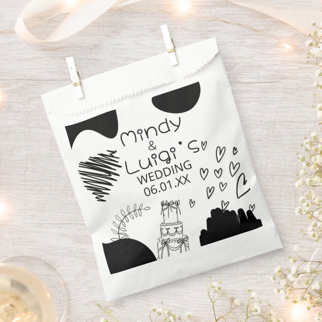 Quirky Doodle Shapes Script Wedding Geschenktütchen (Ausgeschnitten)