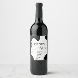 Quirky Doodle Shapes Script Wedding Weinetikett