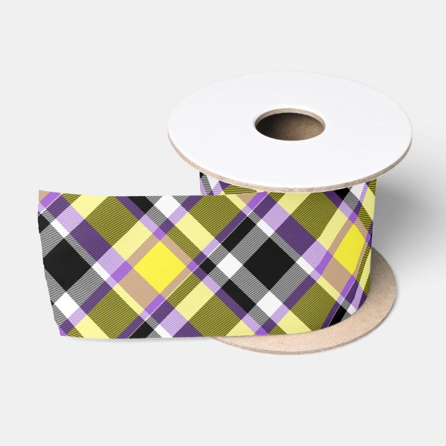 Quirky Eclectic Boho - Flag für nichtbinäre Karier Satinband (Spule)