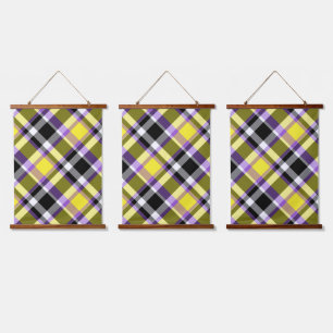 Quirky Eclectic Boho - Flag für nichtbinäre Karier Wandteppich Mit Holzrahmen