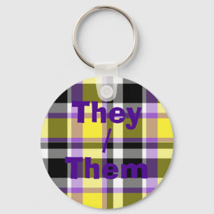 Quirky Eclectic Boho Nonbinary Karo Pride-Flagge Schlüsselanhänger