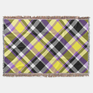 Quirky Eclectic Boho Nonbinary Karo-Stolz-Flagge Decke