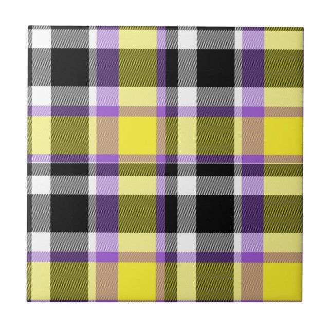 Quirky Eclectic Boho Nonbinary Karo-Stolz-Flagge Fliese (Vorderseite)