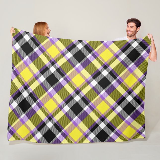 Quirky Eclectic Boho Nonbinary Karo Stolzflagge Fleecedecke (Beispiel)