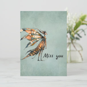 Quirky Fairy   Miss You Greycard Karte
