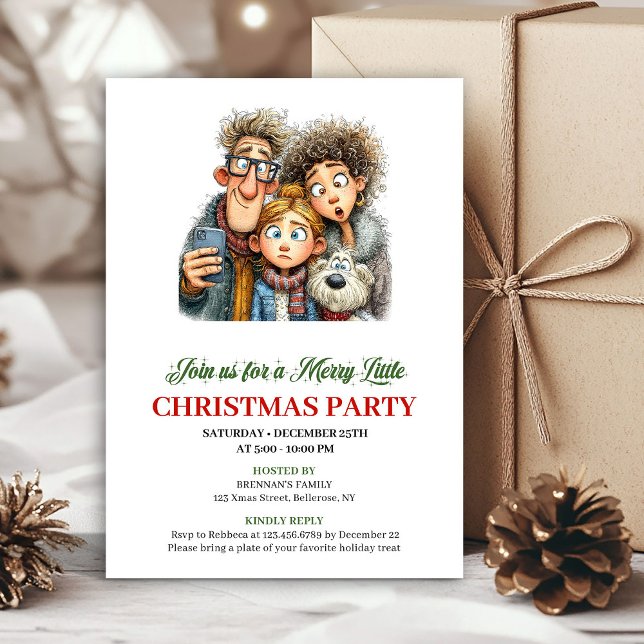 Quirky Family Festive Watercolor Christmas Card Einladung (Quirky Family Festive Watercolor Christmas Card)