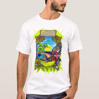 Quirky farbenfrohe tropische Gorilla Insel