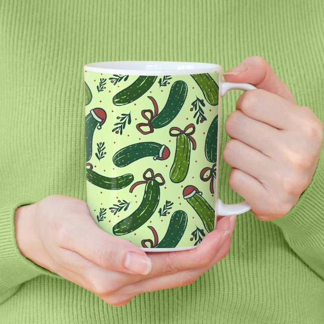 Quirky Festivals Weihnachtsmuster Kaffeetasse (Christmas Pickle Pattern Tall Mug)