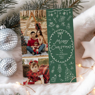 Quirky Forest Green Hand Drawn Frohe Weihnachten