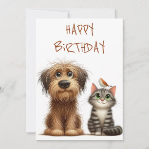 Quirky-Freundschaft zwischen Hund und Katze Feiertagskarte