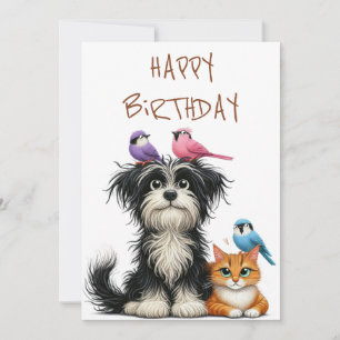 Quirky-Freundschaft zwischen Hund und Katze Feiertagskarte