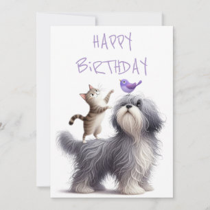 Quirky-Freundschaft zwischen Hund und Katze Feiertagskarte
