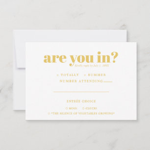 Quirky Fun Wedding RSVP 70er Typografie Ankündigung