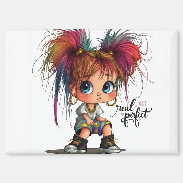 Quirky Girl Real Not Perfect Magnet (Vorderseite)