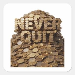 Quirky Gold NEVER OUT Vinyl Stil Quadratischer Aufkleber