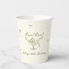 Quirky Green Hand Drawn Cin Cin Martini Pappbecher
