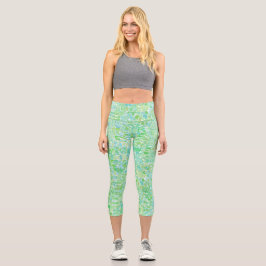 Quirky Groovy Boho Hippie Abstrakt Blob Mosaic Capri Leggings