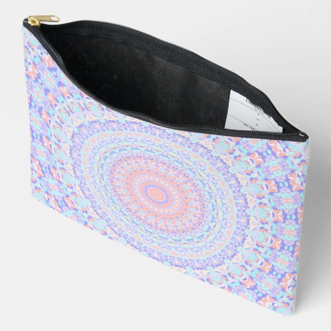 Quirky Groovy Eclectic Bohemisch Pastel Mandala Zubehörtasche (Offen)