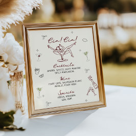 Quirky Hand Drawing Bar Menu Poster