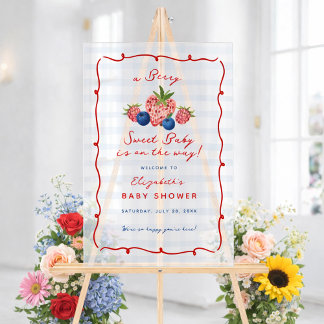 Quirky Hand Drawn Berry Sweet Baby Shower Acrylic 