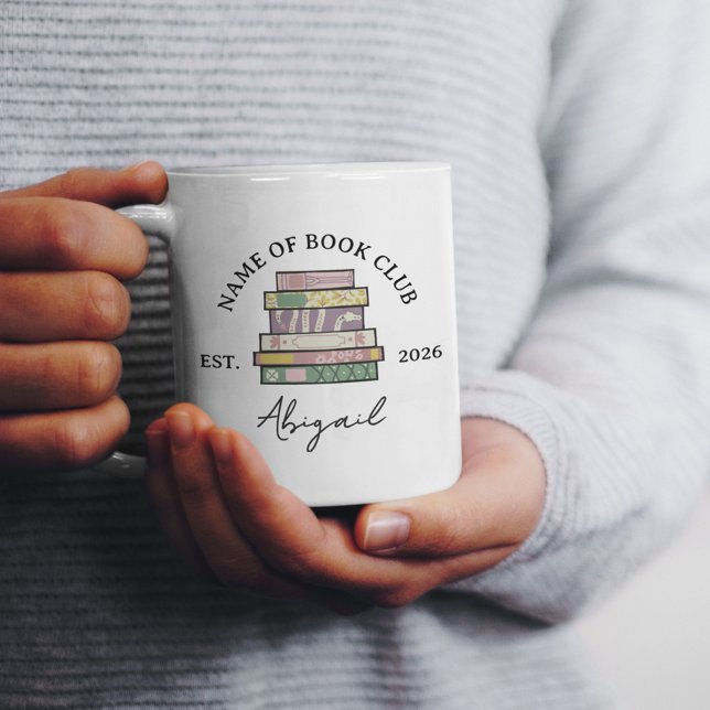 Quirky Hand Drawn Book Stack Book Club Member Kaffeetasse (Von Creator hochgeladen)