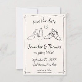 Quirky Hand Drawn Doodle Shoes Foto Hochzeit Save The Date