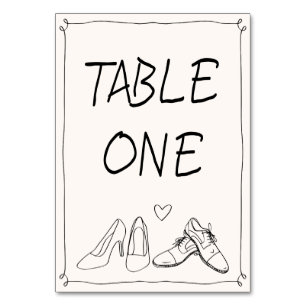Quirky Hand Drawn Doodle Shoes Foto Hochzeit Tischnummer