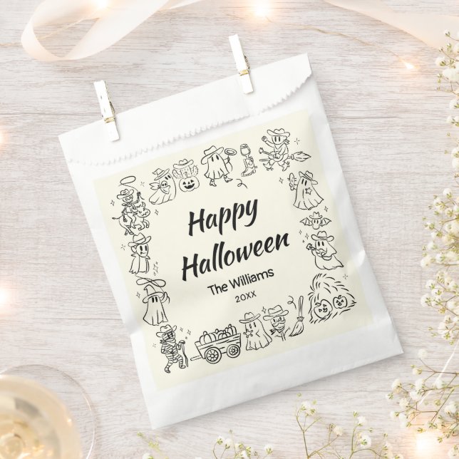 Quirky Hand Drawn Doodles Halloween Geschenktütchen (Ausgeschnitten)