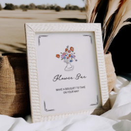 Quirky Hand Drawn Floral Urn Blume Bar Poster