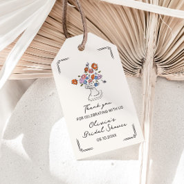 Quirky Hand Drawn Floral Urn Brautparty Geschenkanhänger