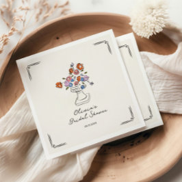 Quirky Hand Drawn Floral Urn Brautparty Serviette