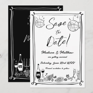 Quirky Hand Drawn Scribble Doodles Wedding Save The Date