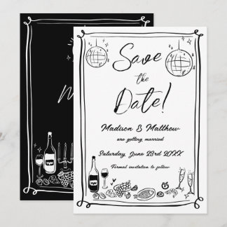 Quirky Hand Drawn Scribble Doodles Wedding Save The Date