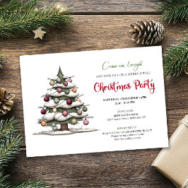 Quirky hand painted tree modern holiday invitation einladung