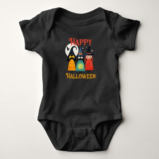 Quirky Hexen Happy Halloween Spooky Niedlich Baby Strampler (Vorderseite)