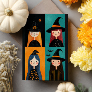 Quirky Hexen Illustrationen Spooky Niedlich Hallow Postkarte