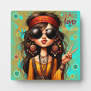 Quirky Hippie Chic Peace Tabletop Plaque w/Easel Fotoplatte