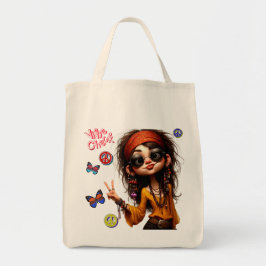 Quirky Hippie Lady Vibe Tote Bag Tragetasche