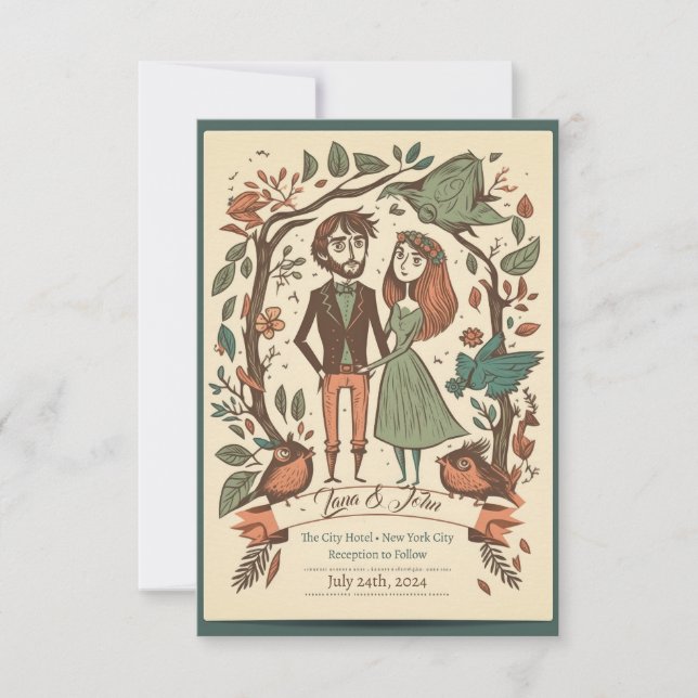 Quirky Hochzeit lädt zu Hochzeiten ein Einladung (Vorderseite)