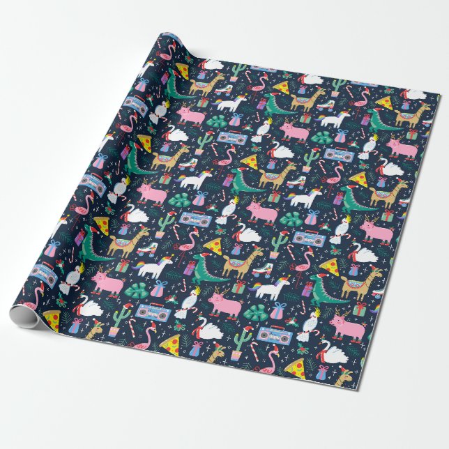 Quirky Holiday Animations and Icons Muster Geschenkpapier (Ungerollt)