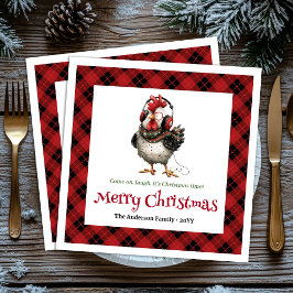 Quirky holiday chickens personalized name napkins serviette