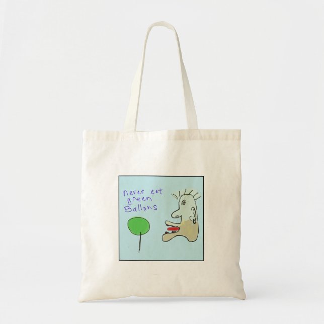 Quirky Illustrated Eat Green Balloons Tragetasche (Vorne)