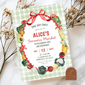 Quirky Illustration Bauern Market Birthday Einladung