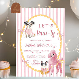 Quirky Illustration Dog Let's pawty Birthday Einladung