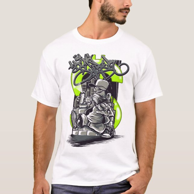 Quirky illustriert Graffiti Artist T - Shirt (Vorderseite)
